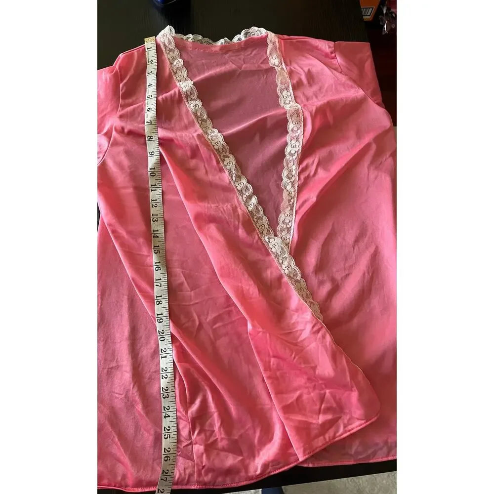 Vintage Pink Nylon and Lace House Jacket